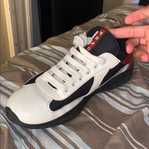 Prada Men's White and Black Sneakers